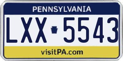 PA license plate LXX5543