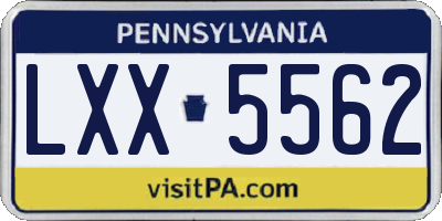 PA license plate LXX5562