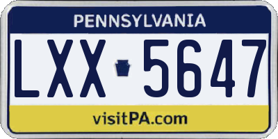 PA license plate LXX5647