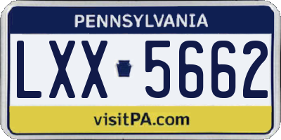 PA license plate LXX5662
