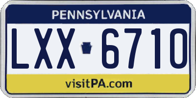 PA license plate LXX6710