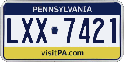 PA license plate LXX7421