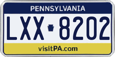 PA license plate LXX8202
