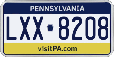 PA license plate LXX8208