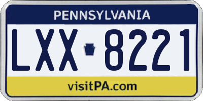 PA license plate LXX8221
