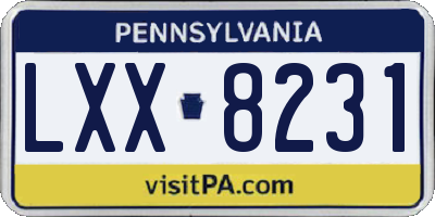 PA license plate LXX8231