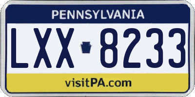 PA license plate LXX8233