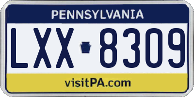 PA license plate LXX8309
