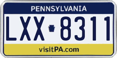 PA license plate LXX8311