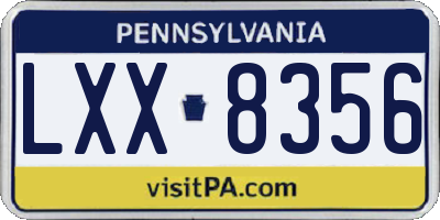 PA license plate LXX8356