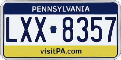 PA license plate LXX8357