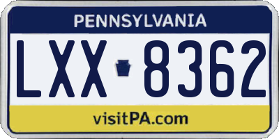 PA license plate LXX8362