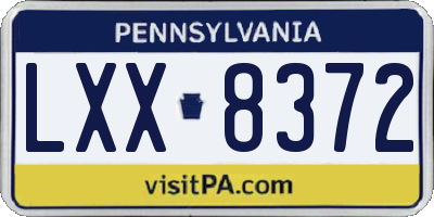 PA license plate LXX8372