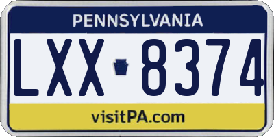 PA license plate LXX8374