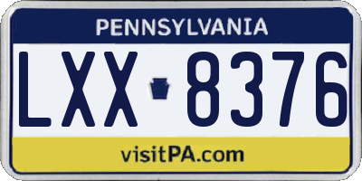 PA license plate LXX8376