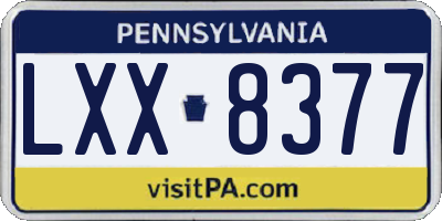 PA license plate LXX8377