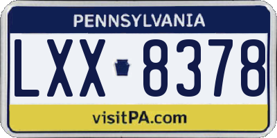 PA license plate LXX8378