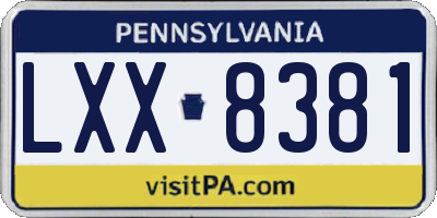 PA license plate LXX8381