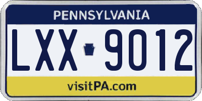 PA license plate LXX9012