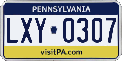 PA license plate LXY0307