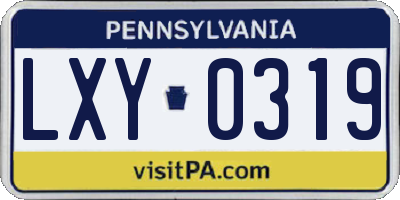 PA license plate LXY0319
