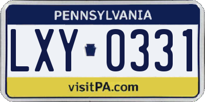 PA license plate LXY0331