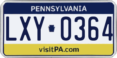 PA license plate LXY0364