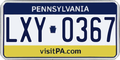 PA license plate LXY0367