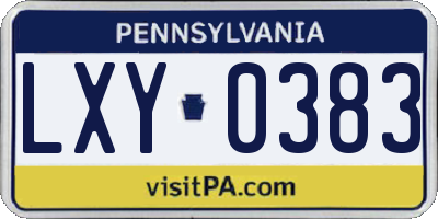 PA license plate LXY0383