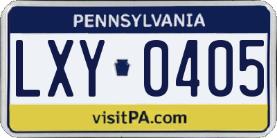 PA license plate LXY0405