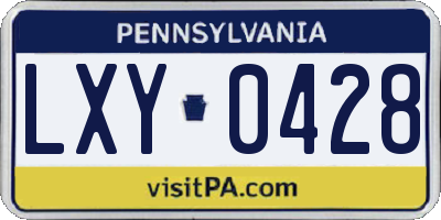 PA license plate LXY0428