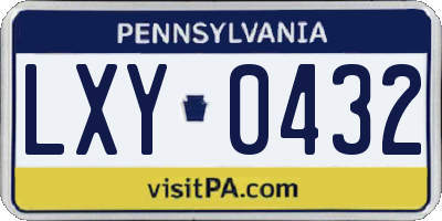 PA license plate LXY0432