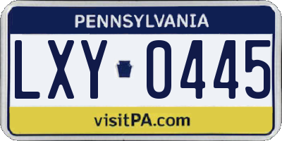 PA license plate LXY0445
