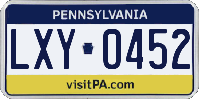 PA license plate LXY0452