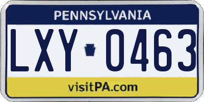 PA license plate LXY0463