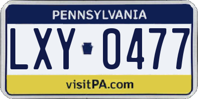 PA license plate LXY0477