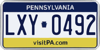 PA license plate LXY0492