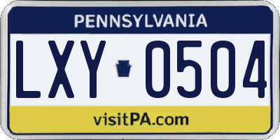 PA license plate LXY0504