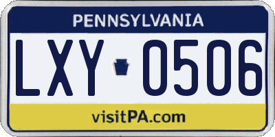 PA license plate LXY0506