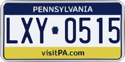 PA license plate LXY0515