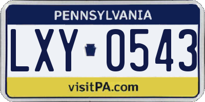 PA license plate LXY0543