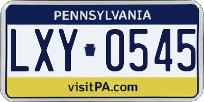 PA license plate LXY0545