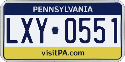 PA license plate LXY0551