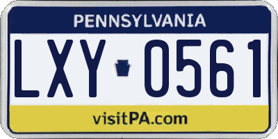 PA license plate LXY0561