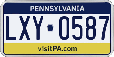 PA license plate LXY0587