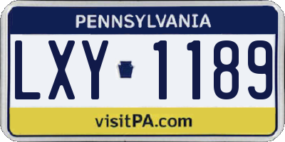 PA license plate LXY1189