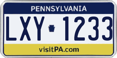 PA license plate LXY1233