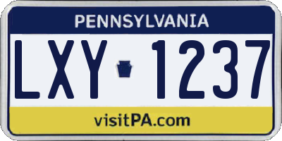 PA license plate LXY1237
