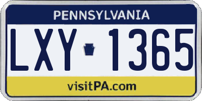PA license plate LXY1365