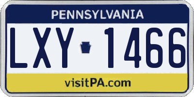 PA license plate LXY1466